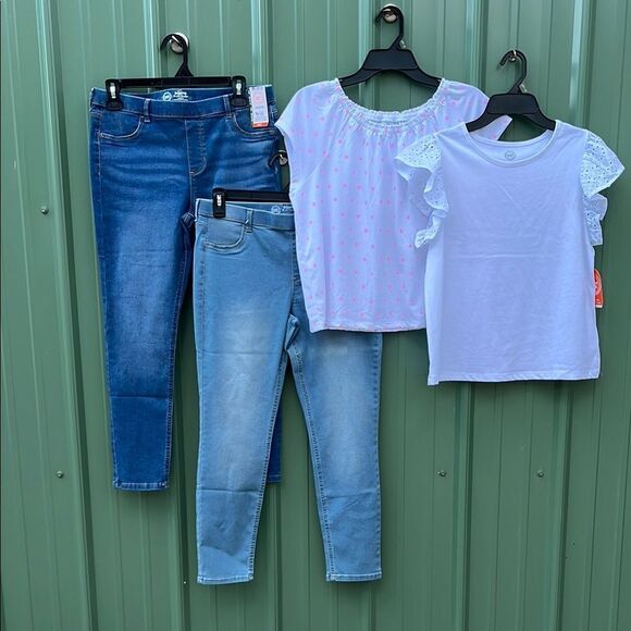 Girls Jeggings Pants & T-Shirts 4-Piece Set Size XL Plus - Picture 1 of 5